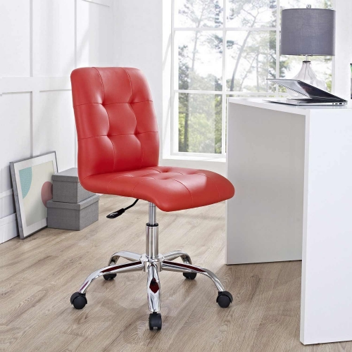 Prim Armless Mid Back Office Chair - Red