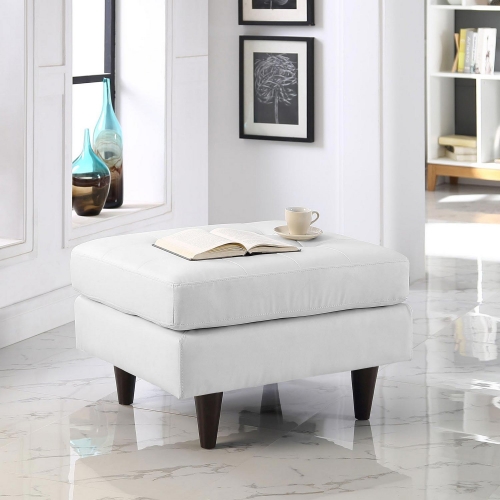 Empress Leather Ottoman - White