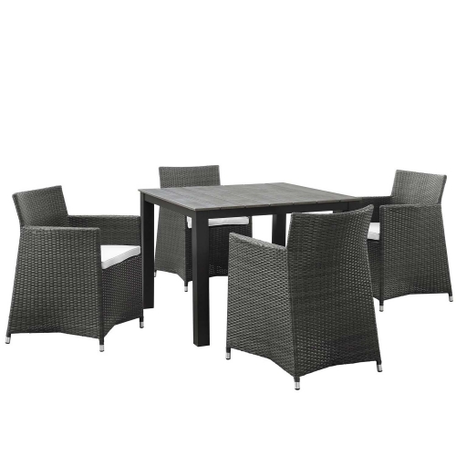 Junction 5 Piece Outdoor Patio Dining Set - Brown/White