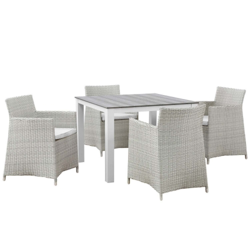 Junction 5 Piece Outdoor Patio Dining Set - Gray/White