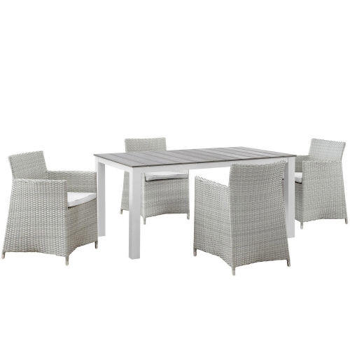 Junction 5 Piece Outdoor Patio Dining Set - Gray/White