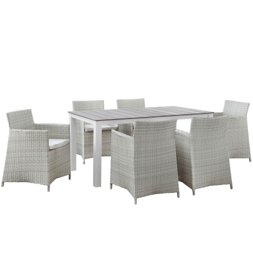 Junction 7 Piece Outdoor Patio Dining Set - Gray/White