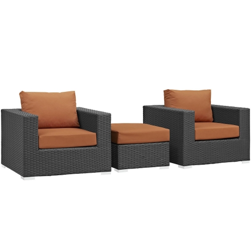 Sojourn 3 Piece Outdoor Patio Sunbrella Sectional Set - Canvas Tuscan