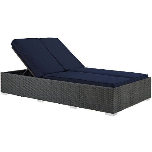 Sojourn Outdoor Patio Sunbrella Double Chaise - Chocolate Navy