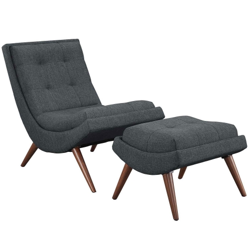 Ramp Fabric Lounge Chair Set - Gray