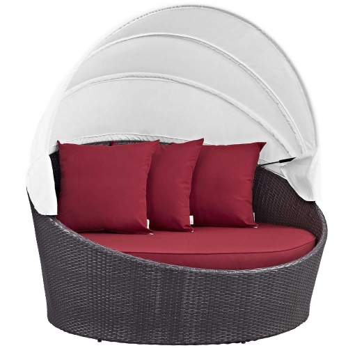 Modway Convene Canopy Outdoor Patio Daybed - Espresso Red