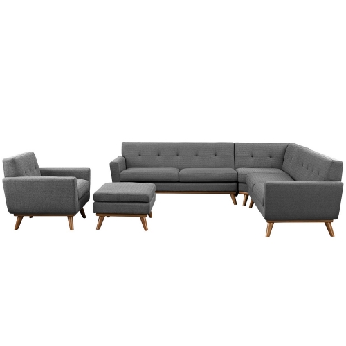 Modway Engage 5 Piece Sectional Sofa - Expectation Gray