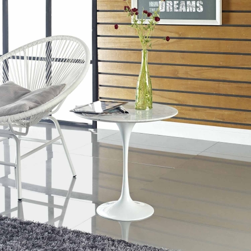 Lippa 20 Marble Side Table - White