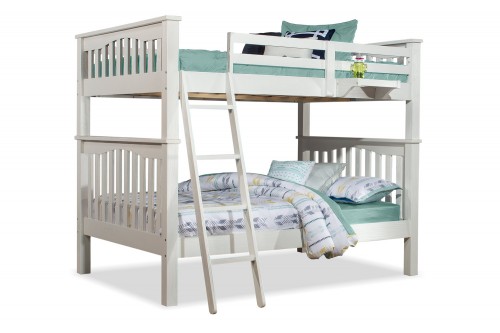 NE Kids Highlands Harper Full/Full Bunk Bed and Hanging Nightstand - White Finish