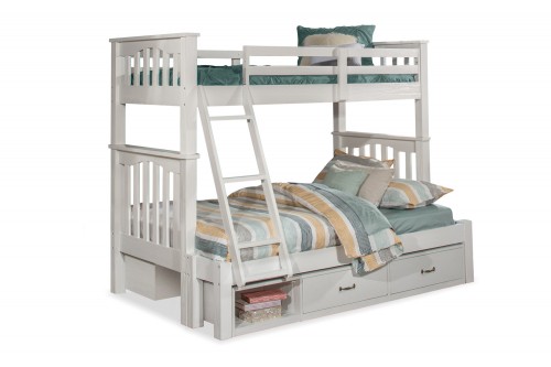 Highlands Harper Twin/Full Bunk Bed with (2) Storage Units - White Finish