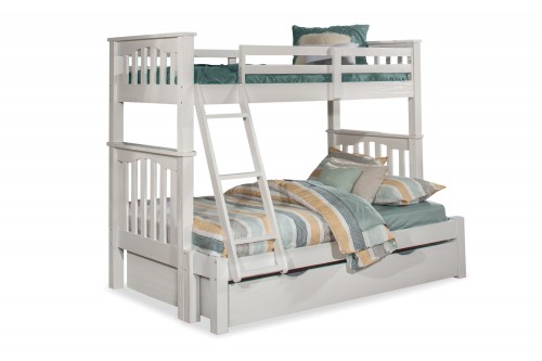Highlands Harper Twin/Full Bunk Bed with Trundle - White Finish