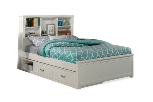 NE Kids Highlands Bookcase Bed with Storage Unit - White