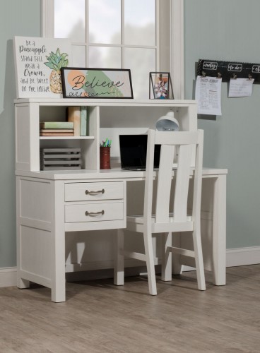 Highlands Desk with Hutch and Chair - White Finish