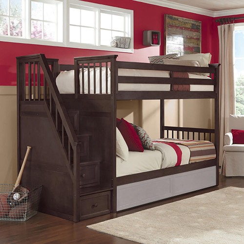 SchoolHouse Stair Bunk Bed - Chocolate Finish