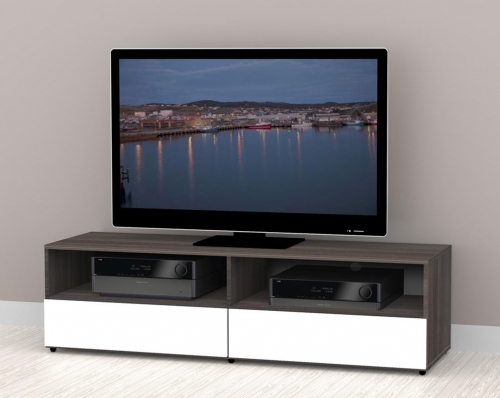 Nexera Allure 60 inch TV Stand - 2 Open Shelves, 2 Drawers