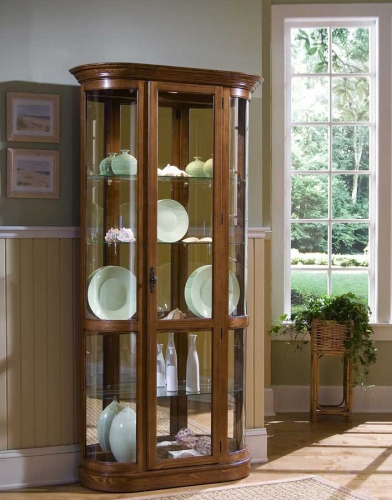 Pulaski curved deals end curio cabinet