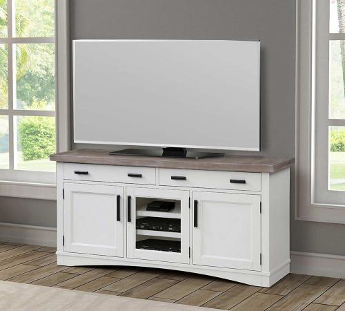 Parker House Americana Modern 63 Inch TV Console - Cotton with Weathered Natural top