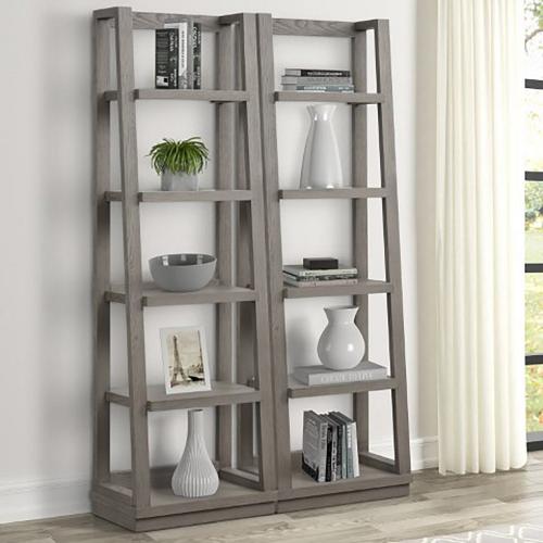 Parker House Pure Modern Pair of Angled Etagere Bookcase Piers - Moonstone
