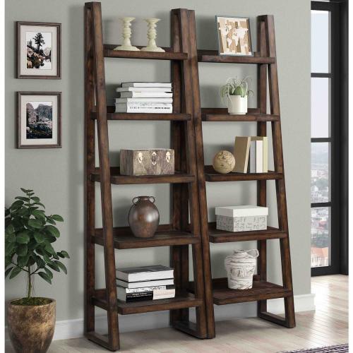 Tempe Pair of Etagere Bookcases - Tobacco