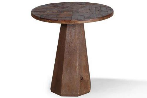 Crossings The Underground Round End Table - Reclaimed Rustic Brown
