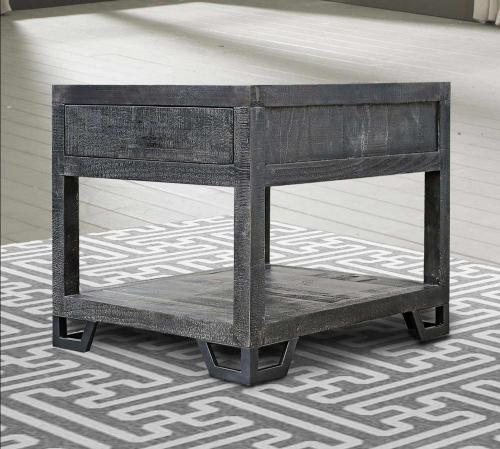 Veracruz Chairside Table - Rustic Charcoal