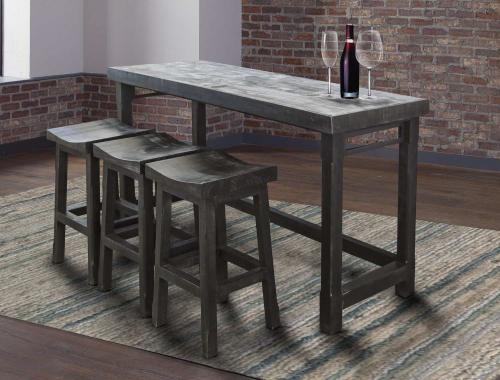 Veracruz Everywhere Console with 3 Stools - Rustic Charcoal