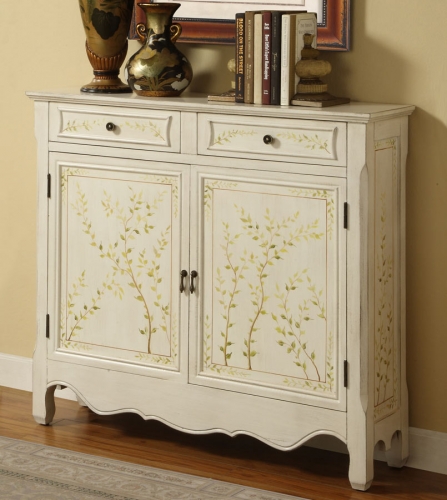 White Hand Painted 2-Door Console
