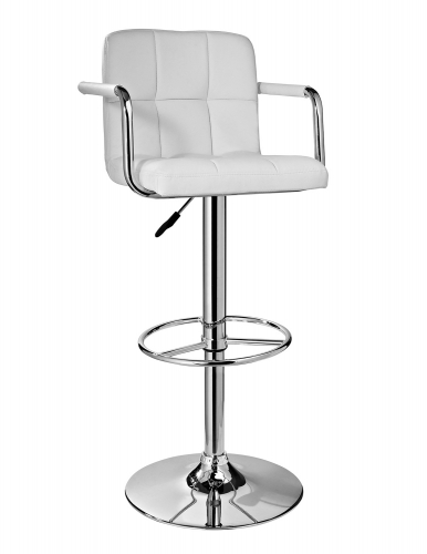 Quilted Barstool - Chrome/White