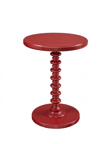 Spindle Round Accent Table - Red