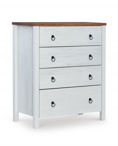 Anson 4-Drawers Chest - Rustic Oak/Distressed White