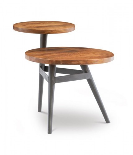 Powell Collis 2-Tiered Side Table - Natural and Gun Metal