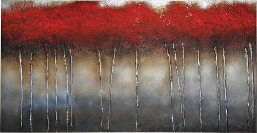 Crimson Forest Canvas Painting