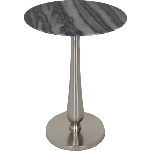 Valda Accent Table - Gray Marble/Nickel