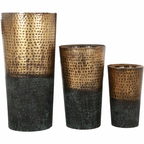 Freya Outdoor Vase - Rustic Gold/Patina