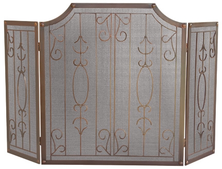 3 Fold Venetian Bronze Screen With Bars-Uniflame