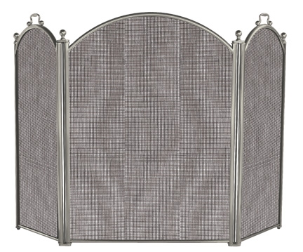 3 Panel Satin Pewter Large Diameter Folding Screen-Uniflame