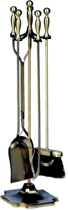 5 Pc Antique Brass Fireset (f-4192)-Uniflame