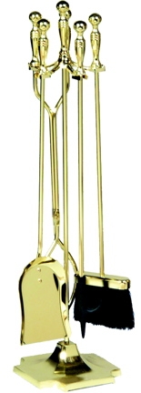 5 Pc Polished Brass Fireset (f-2191)-Uniflame