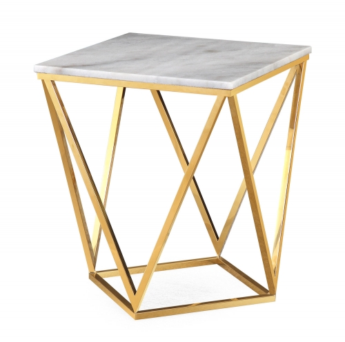 Leopold Side Table - White/Gold