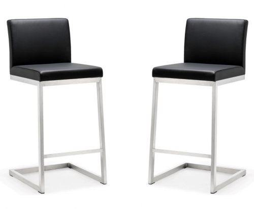TOV Furniture Parma Black Stainless Steel Counter Stool - Set of 2