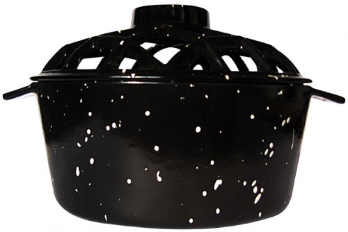 Porcelain Coated Lattice Top Steamer - Black - Uniflame