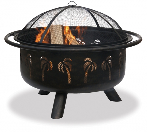 32 Inch Bronze Palm Tree Firebowl - Uniflame