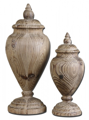 Brisco Carved Wood Finials - Set of 2