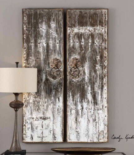 Giles Aged Wood Wall Art - Set of 2