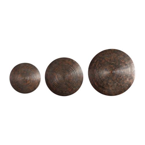 Hanneli Ribbed Bronze Circles - Set of 3