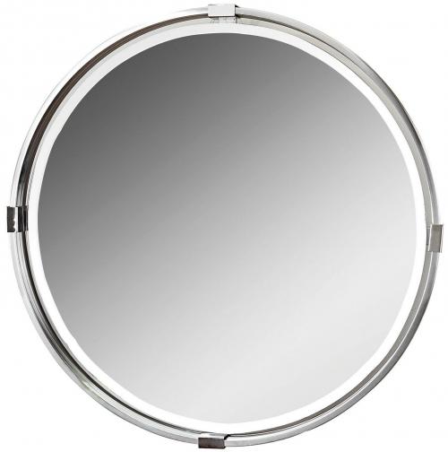 Tazlina Round Mirror - Brushed Nickel