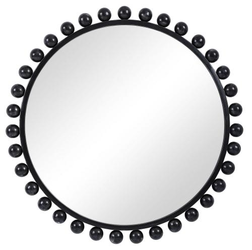 Cyra Round Mirror - Black