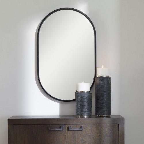 Varina Minimalist Oval Mirror - Black