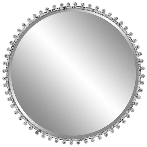 Taza Round Mirror - Aged White