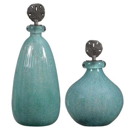 Mellita Aqua Glass Bottles - Set of 2
